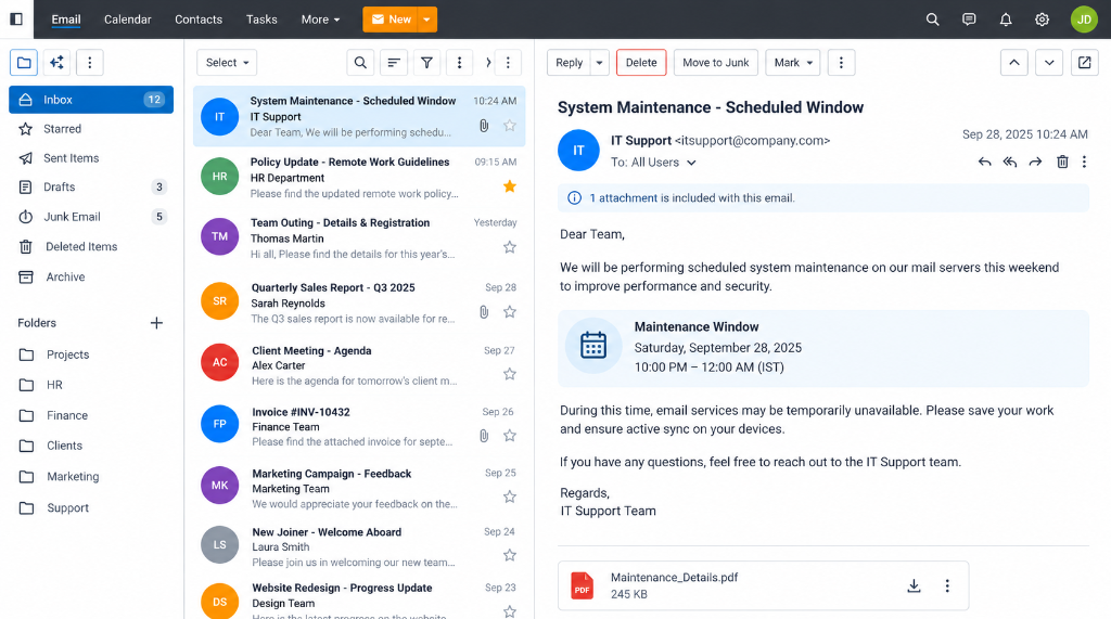 IDSL Modern Business Webmail Interface